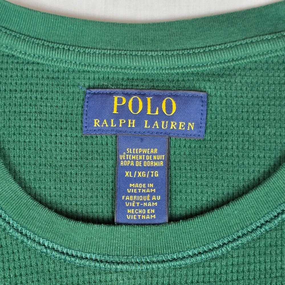 Polo Ralph Lauren Waffle Knit Thermal Shirt Mens XL Green Cotton Blend Pony Logo